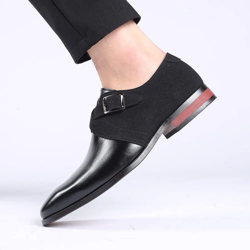 Santimon Mens Monk Strap Loafers Easy Slip-On Leather Dress Comfort Lightweight Driving Formal Business Classic Casual Shoes