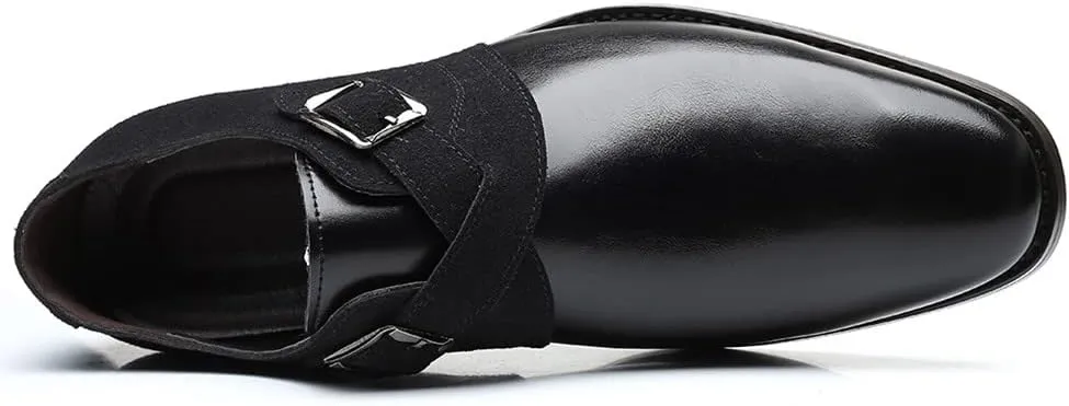 Santimon Mens Monk Strap Loafers Easy Slip-On Leather Dress Comfort Lightweight Driving Formal Business Classic Casual Shoes