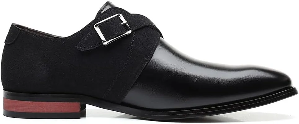 Santimon Mens Monk Strap Loafers Easy Slip-On Leather Dress Comfort Lightweight Driving Formal Business Classic Casual Shoes