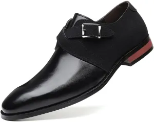 Santimon Mens Monk Strap Loafers Easy Slip-On Leather Dress Comfort Lightweight Driving Formal Business Classic Casual Shoes
