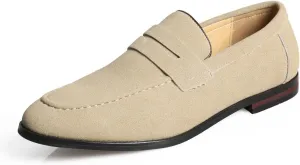Santimon Penny Loafers for Men, PU Velvet Leather, Moc Toe, Slip-On Dress Casual Office Shoes