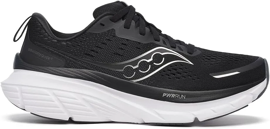 Saucony Women's Guide 18 Sneaker, Black/White, 8.5