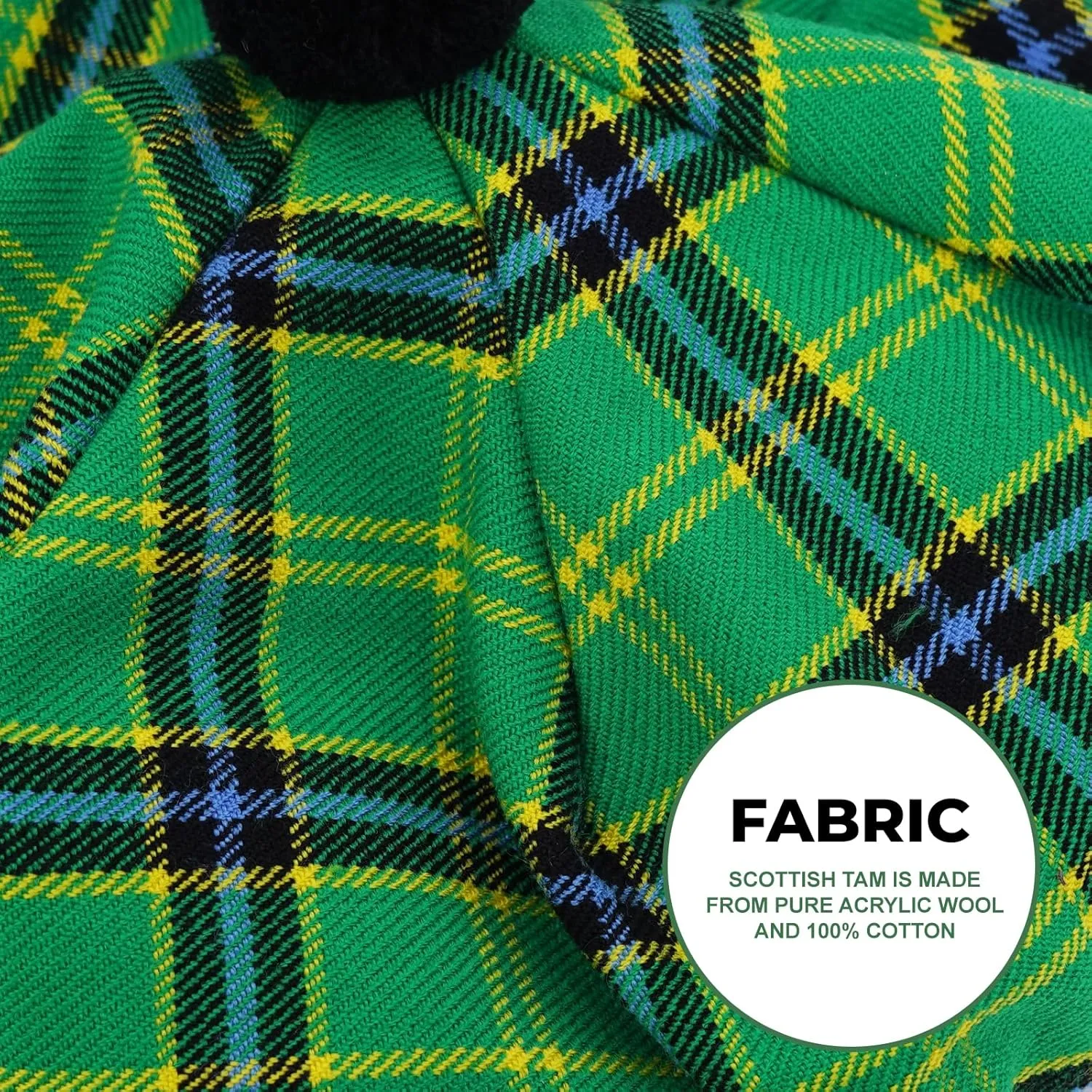Scottish Traditional Tam o' Shatner Acrylic Wool Tammy Hat Flat Bonnet Kilt Many Tartans