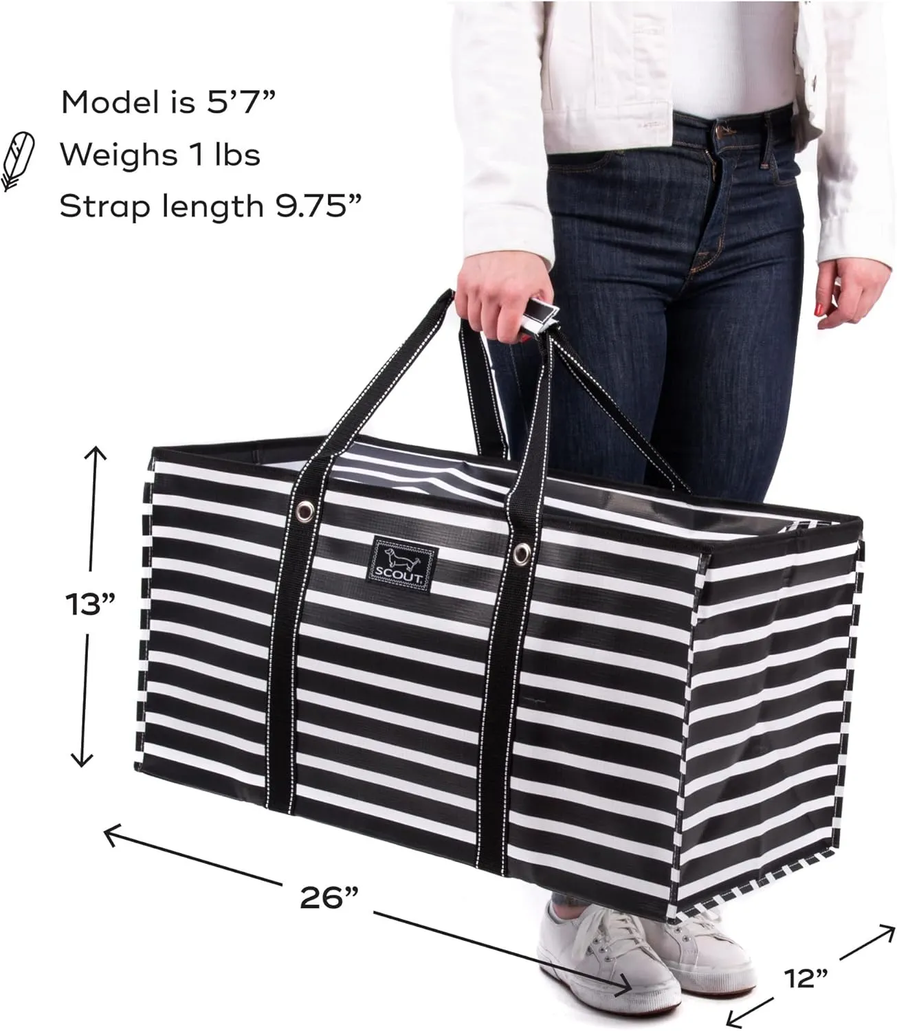 SCOUT Errand Boy - Extra Large Lightweight Utility Tote with Breakaway Zipper - Collapsible Grocery and Market or Beach Tote