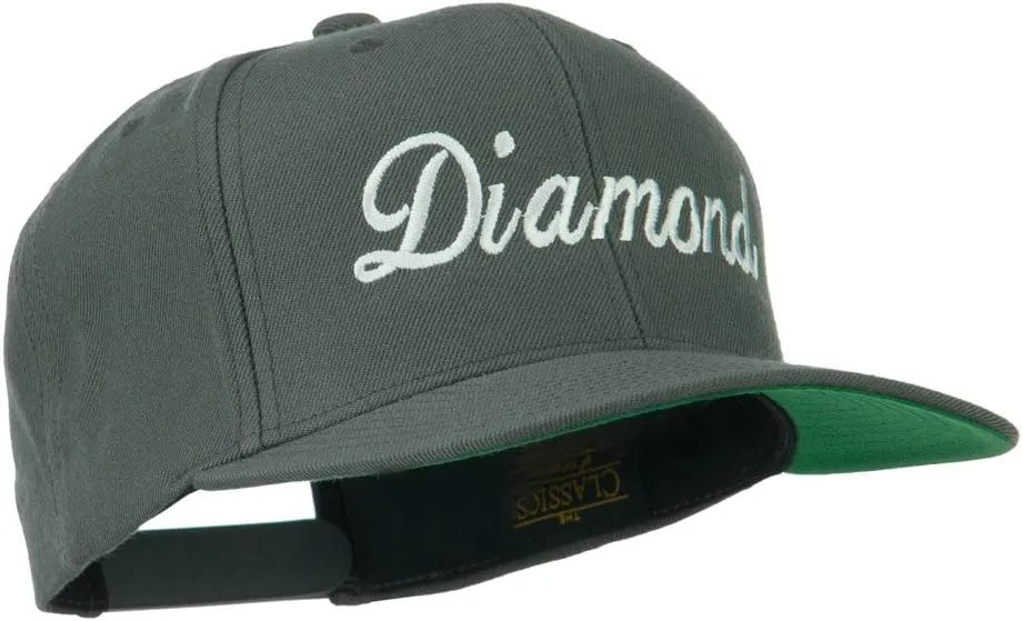 Script Diamond Embroidered Flat Bill Cap