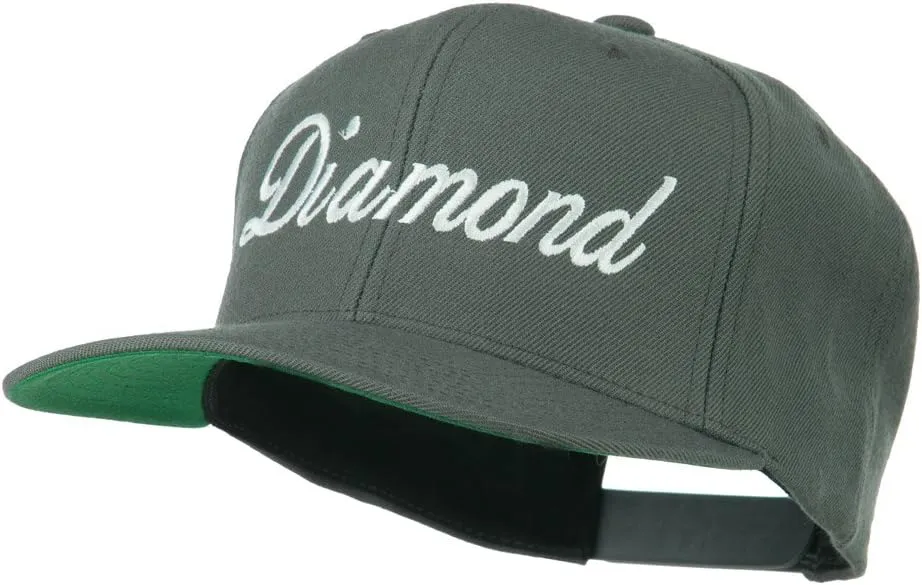 Script Diamond Embroidered Flat Bill Cap