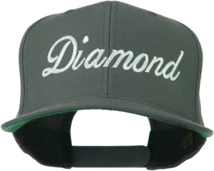 Script Diamond Embroidered Flat Bill Cap