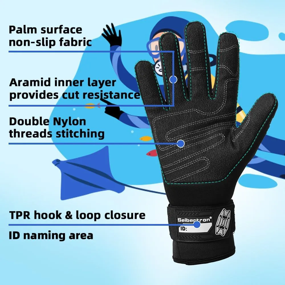 Seibertron Patented C.R.D.G 1.0 Aramid Anti-Cut Puncture Resistant Diving Gloves