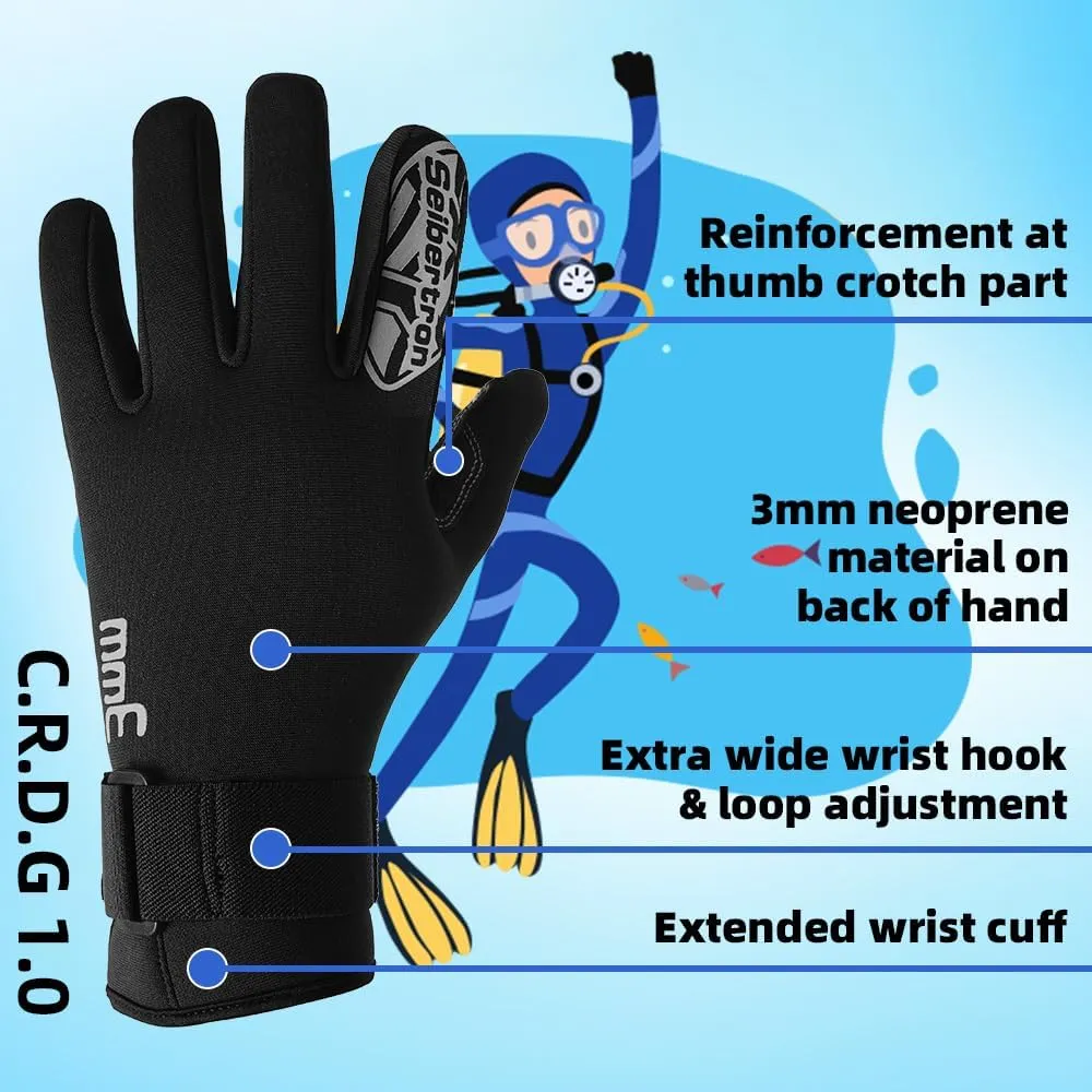 Seibertron Patented C.R.D.G 1.0 Aramid Anti-Cut Puncture Resistant Diving Gloves