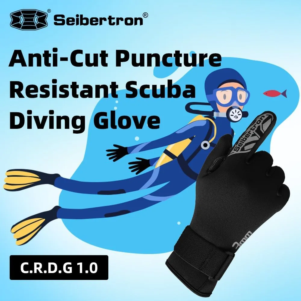Seibertron Patented C.R.D.G 1.0 Aramid Anti-Cut Puncture Resistant Diving Gloves