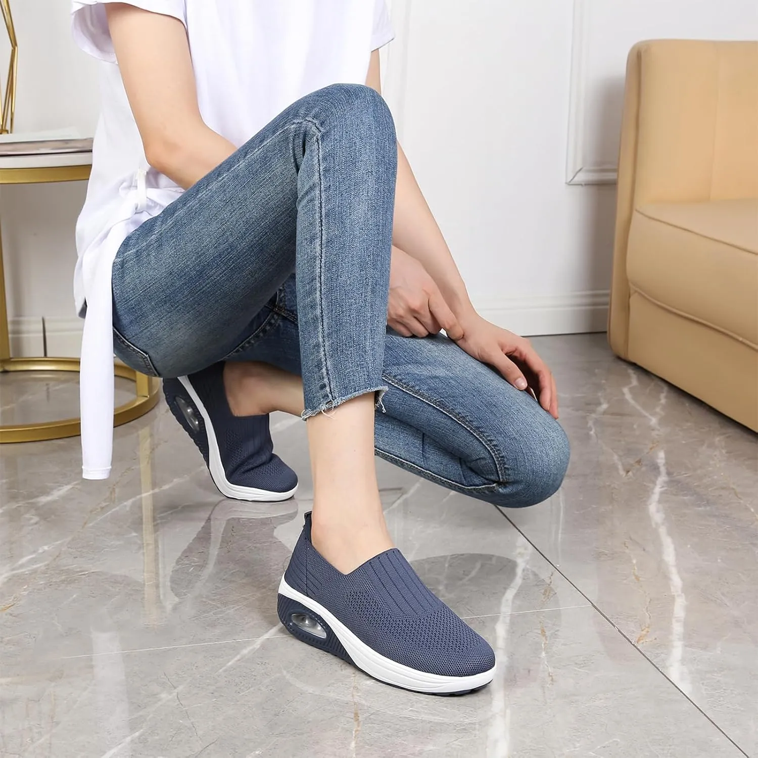 Semshedy Women Nurse Shoes Orthopedic Platform Nursing Sneakers Air Cushion Diabetic Walking Wedge Sneaker
