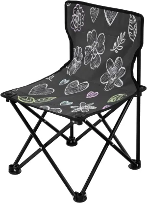 senya Chalk Painting Flower Portable Camping Chair for Outside Lawn Chairs Folding Lightweight Sturdy Chair with Carrying Bag