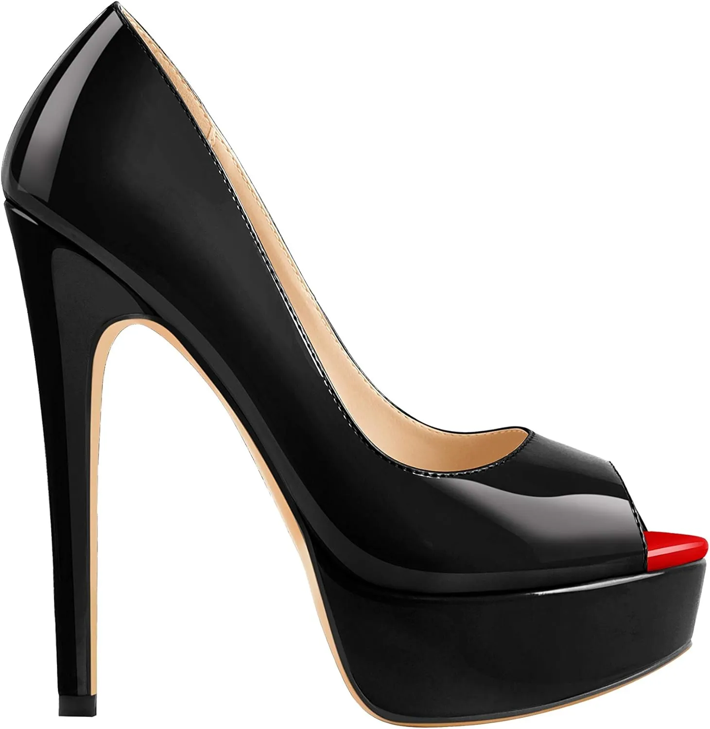 sexytag Women's Platform Heels Peep Toe Pumps Slip On High Stiletto Heels