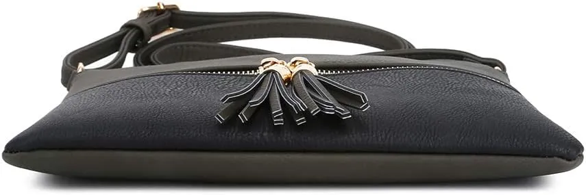 SG SUGU Lightweight Medium Crossbody Bag Shoulder Bag with Tassel and Zipper Pocket