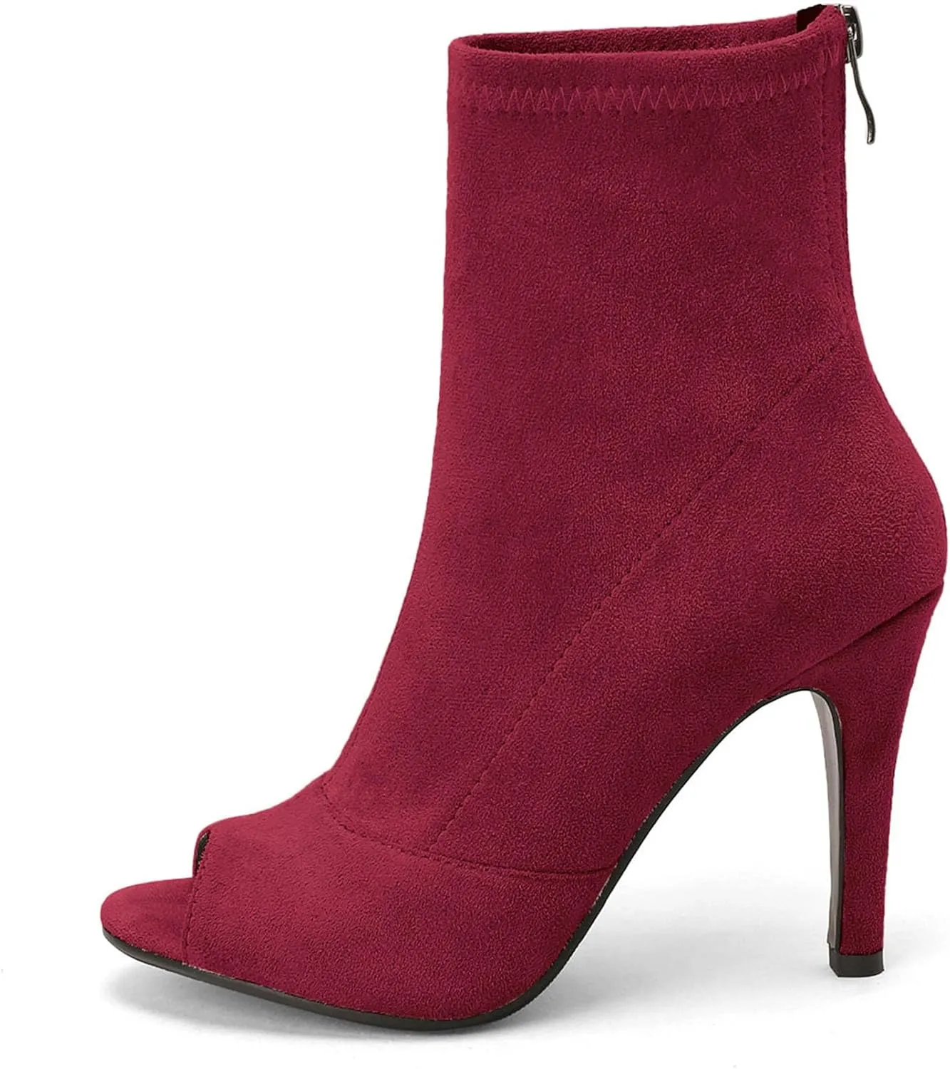 SHEMEE Women's Summer Peep Toe Stiletto High Heels Ankle Boots Faux Suede Open Toe Sandals Booties Shoes with Back Zipper