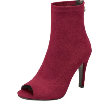 SHEMEE Women's Summer Peep Toe Stiletto High Heels Ankle Boots Faux Suede Open Toe Sandals Booties Shoes with Back Zipper