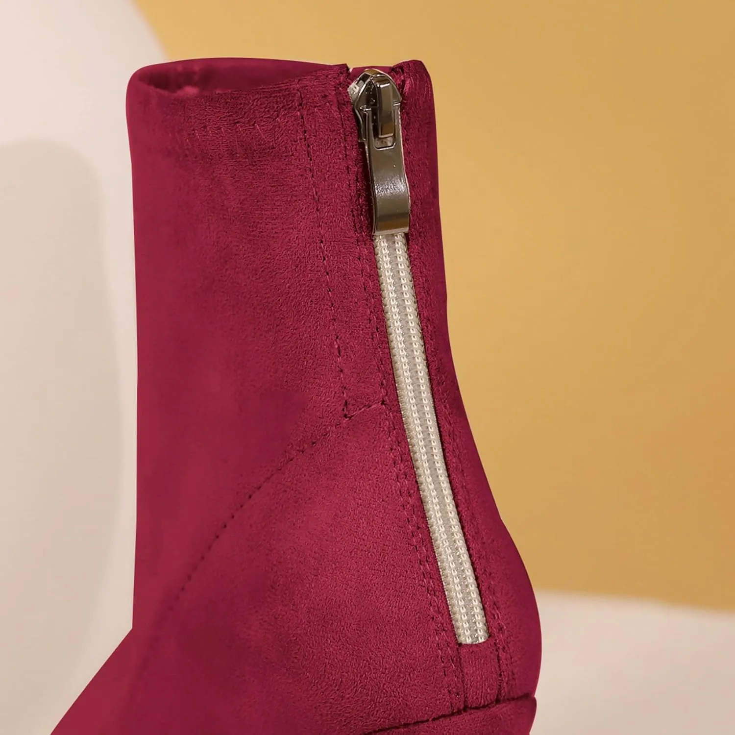 SHEMEE Women's Summer Peep Toe Stiletto High Heels Ankle Boots Faux Suede Open Toe Sandals Booties Shoes with Back Zipper