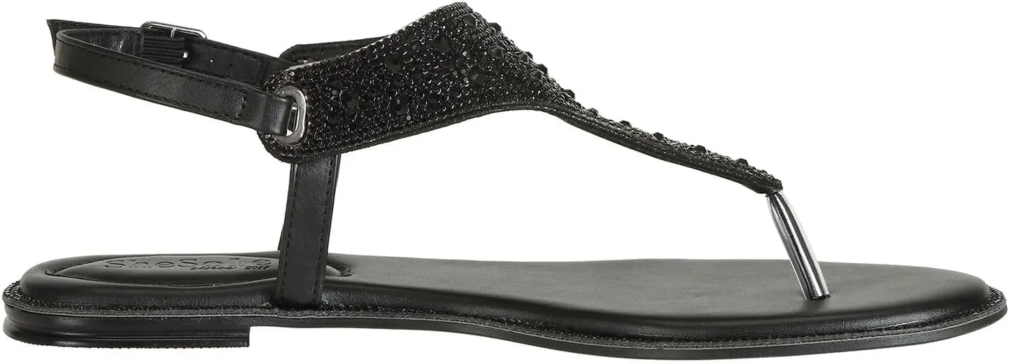 SheSole Women's Silver Thong Sandals Dressy Summer Bling Rhinestone Flat Wedding Shoes