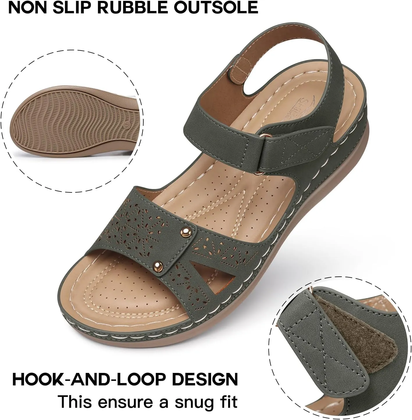SHIBEVER Flat Sandals for Women Dressy: Comfortable Flats Sandals Women Open Toe Ankle Strap Walking Shoes Summer