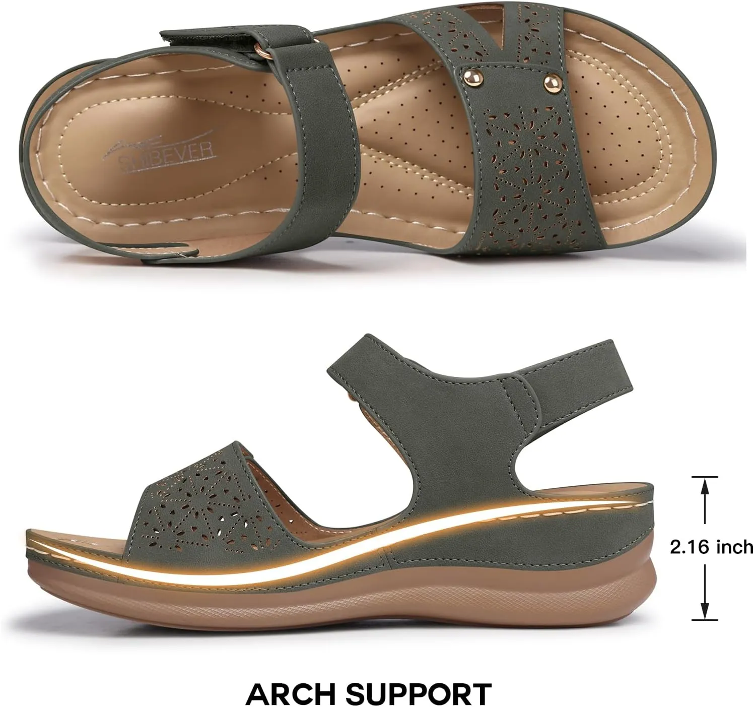 SHIBEVER Flat Sandals for Women Dressy: Comfortable Flats Sandals Women Open Toe Ankle Strap Walking Shoes Summer