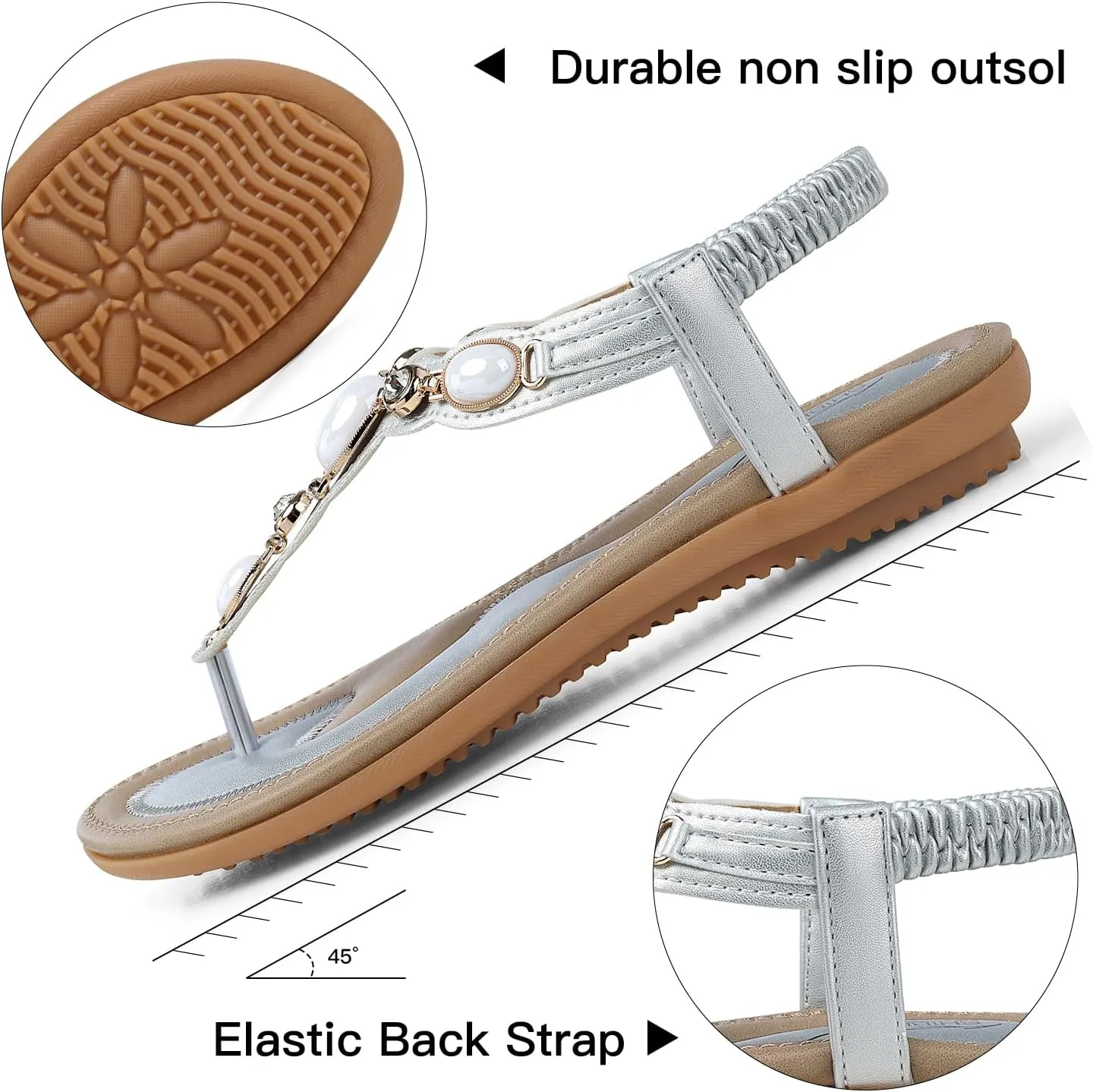 SHIBEVER Flat Sandals for Women Dressy: Summer Comfortable Dress Thong Flats Sandal