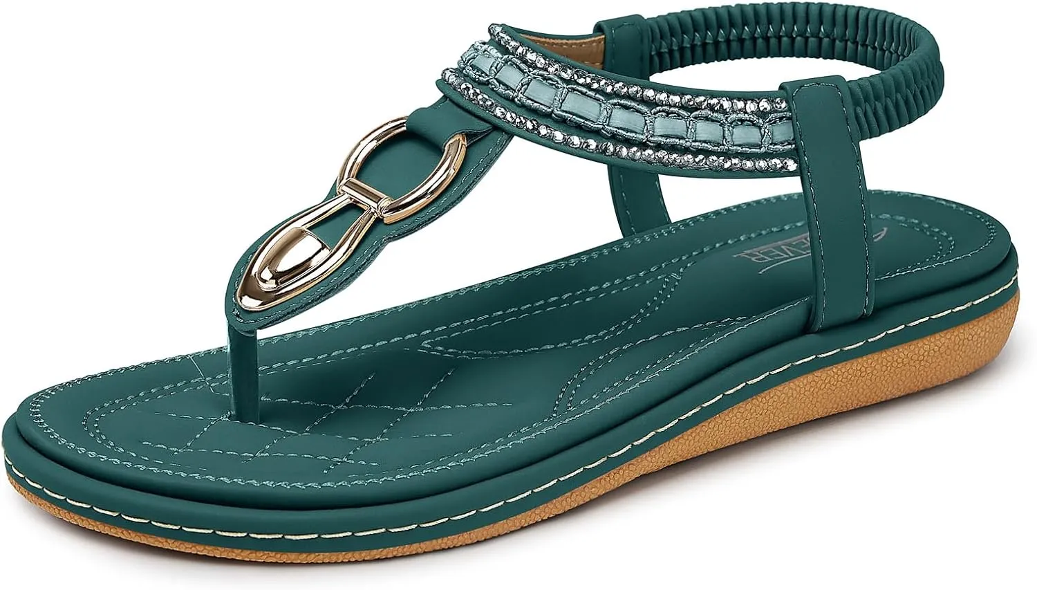 SHIBEVER Womens Sandals Dressy Summer: Women Comfortable Walking Flat Bohemian T-Strap Ladies Casual Comfy Sandals