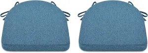 Shinnwa Dining Chair Cushions Set of 2, Non-Slip Kitchen Chair Cushions with Ties and Machine Washable Cover, 2 Pack, 17 x 16.5 x 2in, Blue
