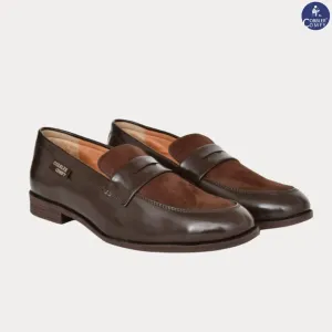 Shiny Slip-on for Men with Suede Upper  Coffee