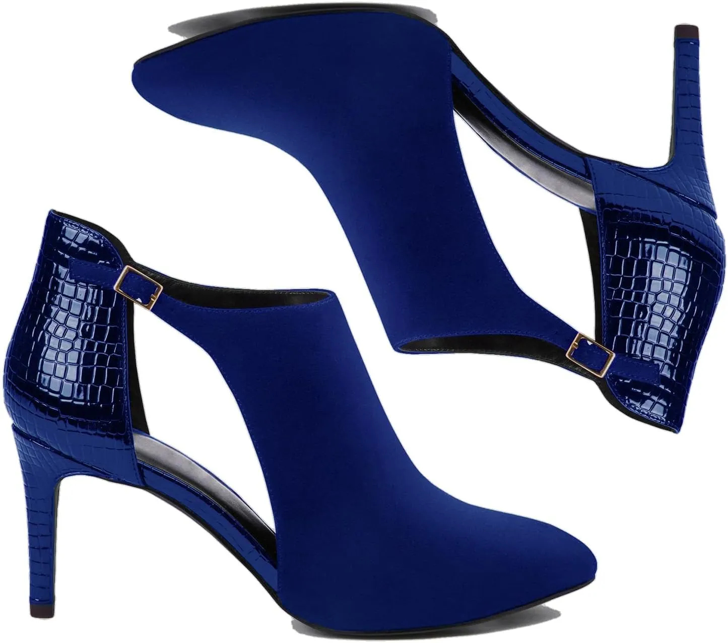 SHODENSE Women Pointed Toe Stiletto Heel Booties Cut Out Suede Sandal Booties Crocodile 3 Inch Thin high heel Ankle Boots Side Cut Buckle Closed Toe Summer Booties Heels Sexy Chic Party 4-11 M US