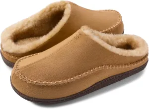 shoeslocker Mens Slippers Comfy Moccasin Slippers Wide Loafer House Shoes Indoor Outdoor
