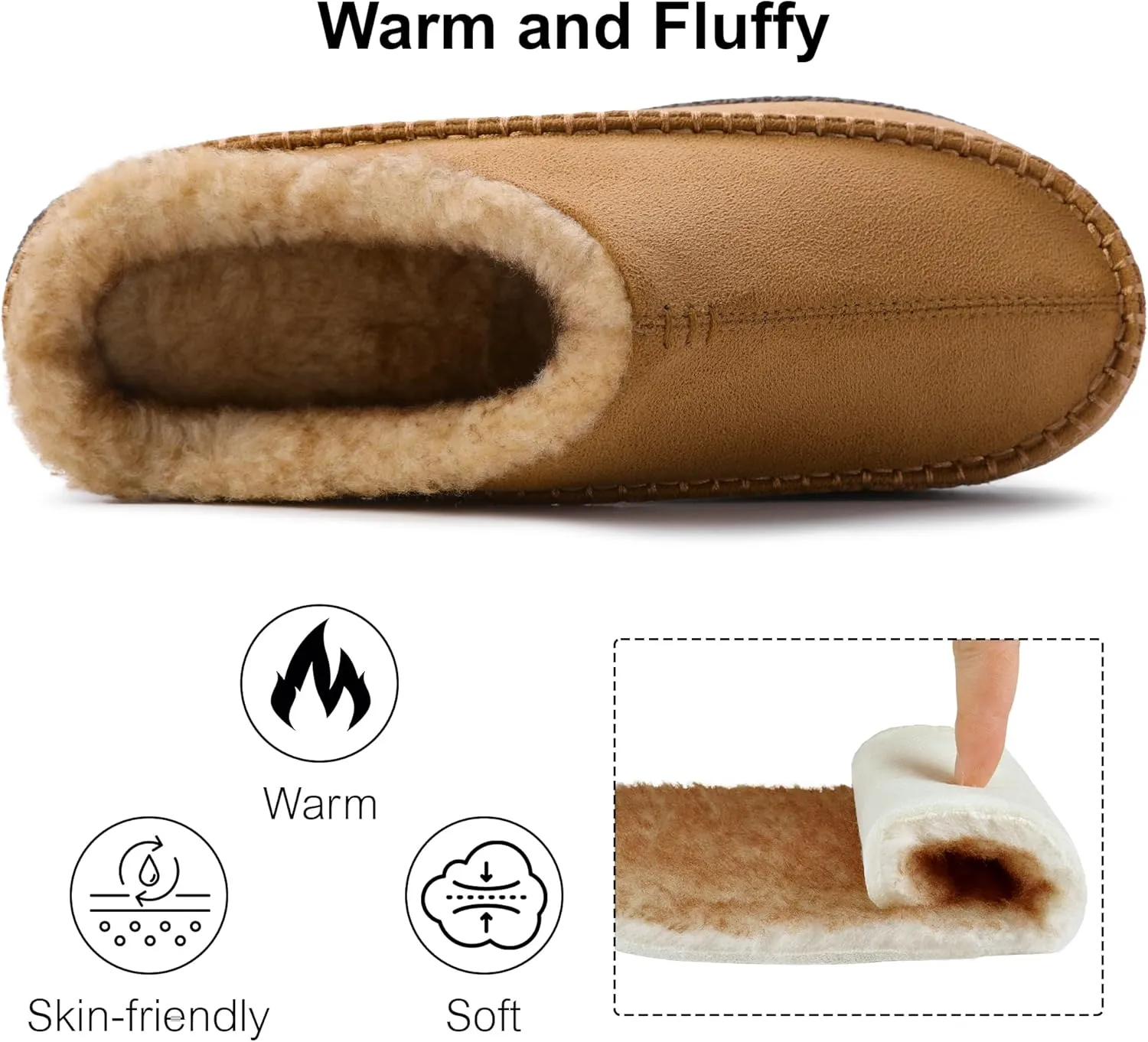 shoeslocker Mens Slippers Comfy Moccasin Slippers Wide Loafer House Shoes Indoor Outdoor