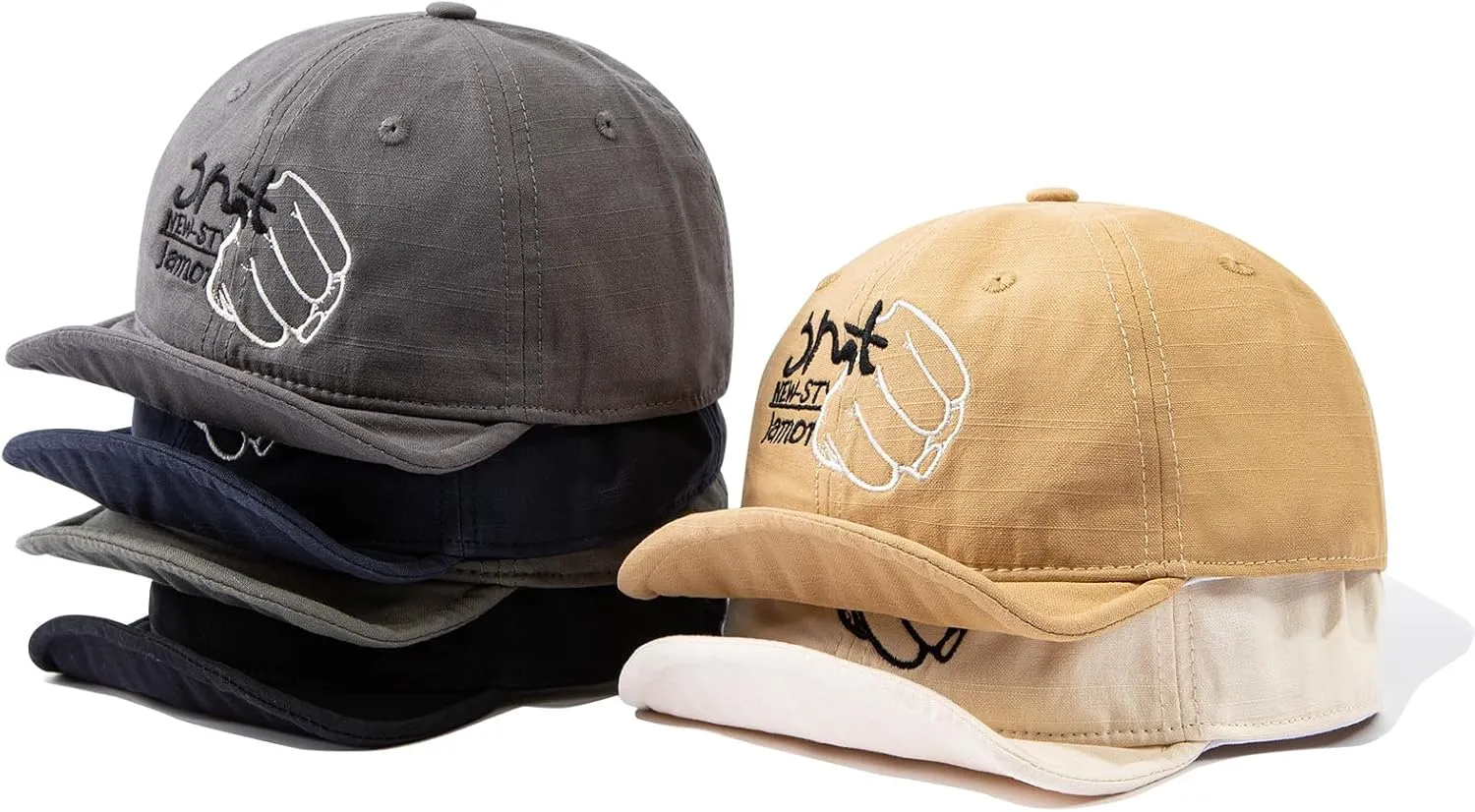 Short Brim Baseball Cap Casual Cadet Caps Flat Bill Trucker Hat Dad Hats Lightweight Umpire Hat Hip Hop Dancing Hats