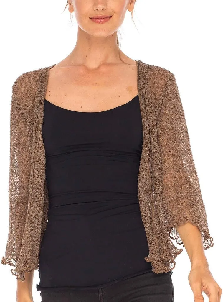 SHU-SHI Sheer Cardigans For Women Summer Knit Shrug Lightweight For Dresses Tie Top Open Front