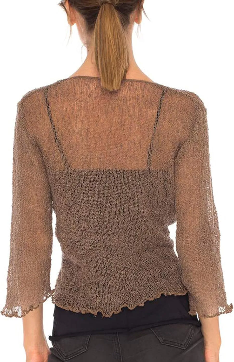 SHU-SHI Sheer Cardigans For Women Summer Knit Shrug Lightweight For Dresses Tie Top Open Front