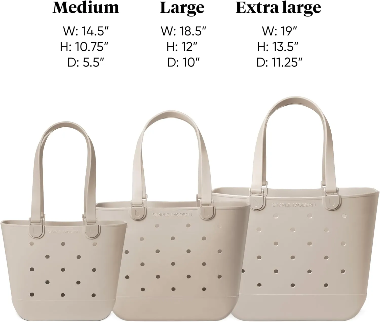 Simple Modern Large Beach Bag | Waterproof Getaway Rubber Tote with Zipper Pocket for Travel, Pool, Boat, Groceries, Sports | Almond Birch