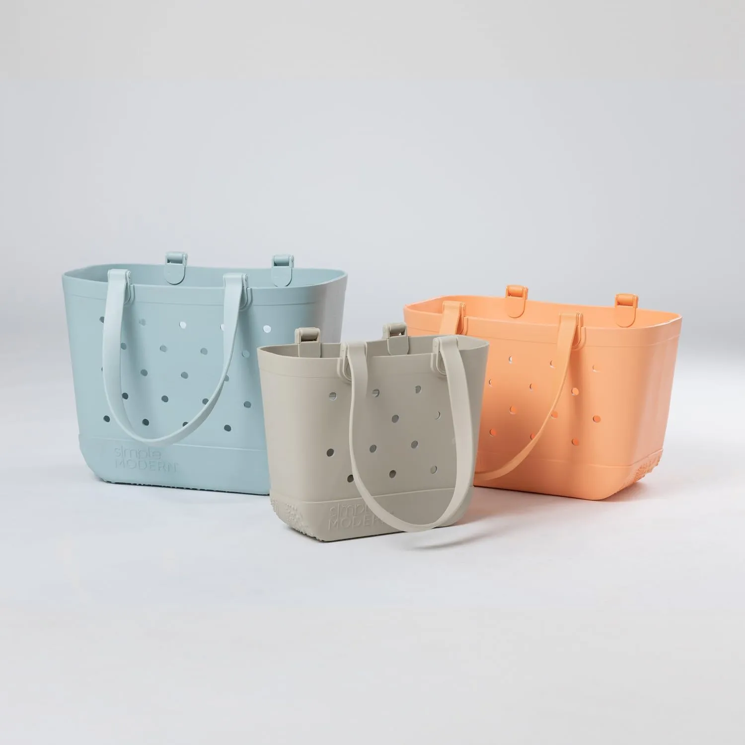 Simple Modern Large Beach Bag | Waterproof Getaway Rubber Tote with Zipper Pocket for Travel, Pool, Boat, Groceries, Sports | Almond Birch