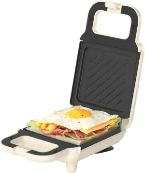 SIMPLUS Electric Sandwich Maker with Non-Stick Plates, Indicator Lights, Cool Touch Handle, Easy to Clean and Store, Perfect for Cooking Breakfast, Grilled Cheese, Tuna Melts and Snacks, Oatmilk