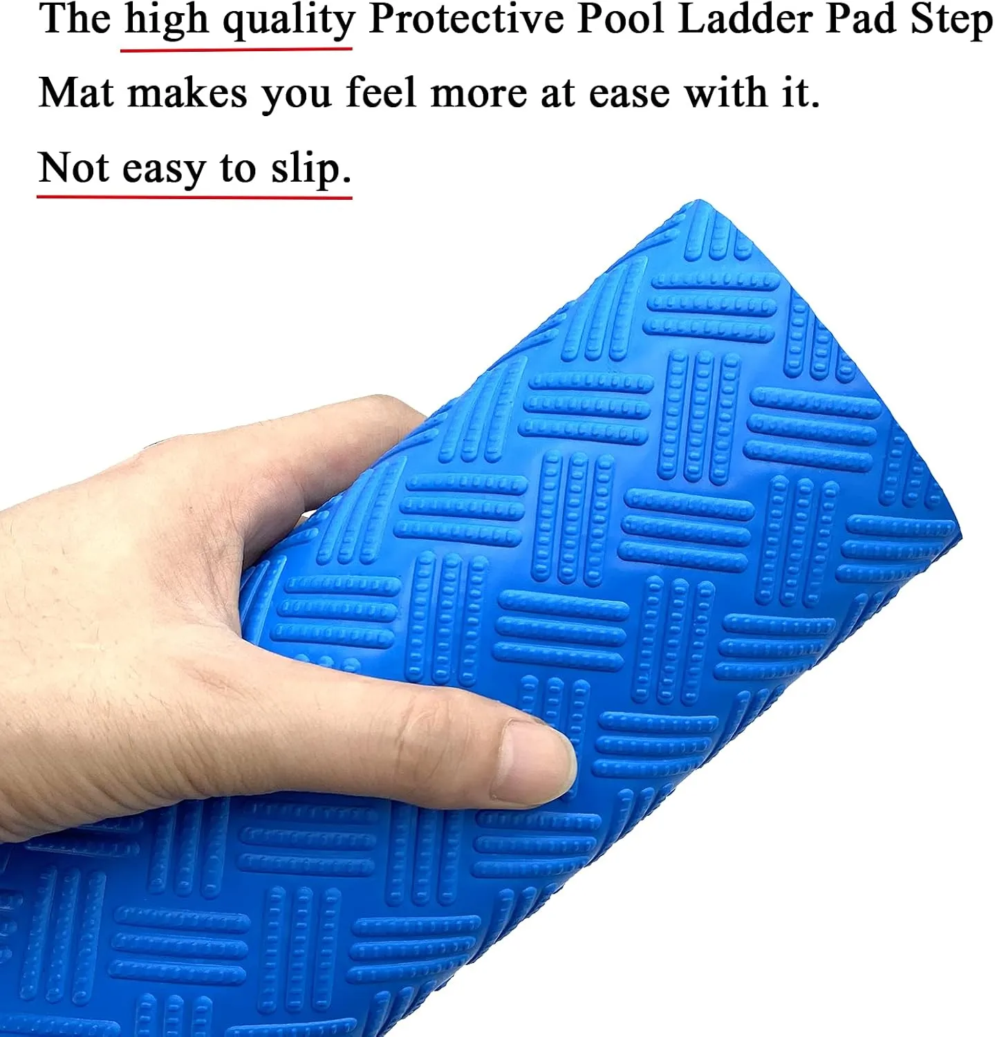 SKARUMMER Swimming Pool Ladder Mat - Protective Pool Ladder Pad Step Mat with Non-Slip Texture, Blue Medium Pool Step Mat, Pool Liner Protection Mat 36 inch X 17 inch