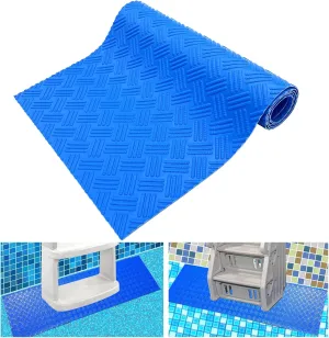 SKARUMMER Swimming Pool Ladder Mat - Protective Pool Ladder Pad Step Mat with Non-Slip Texture, Blue Medium Pool Step Mat, Pool Liner Protection Mat 36 inch X 17 inch