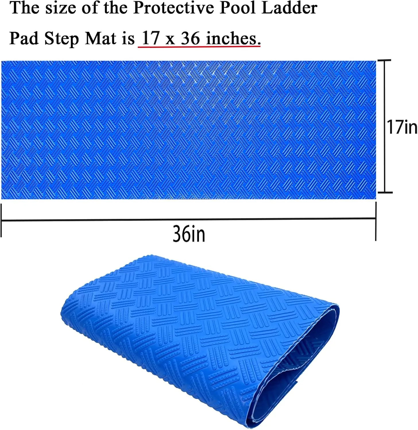 SKARUMMER Swimming Pool Ladder Mat - Protective Pool Ladder Pad Step Mat with Non-Slip Texture, Blue Medium Pool Step Mat, Pool Liner Protection Mat 36 inch X 17 inch