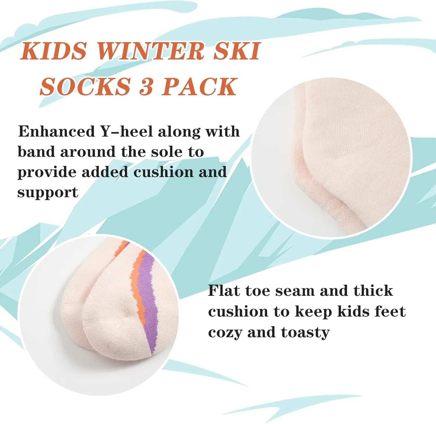 Ski Socks Kids Boys Winter Warm Snowboarding Socks for Boys Girls Thick Thermal Skating Socks 3 Pack
