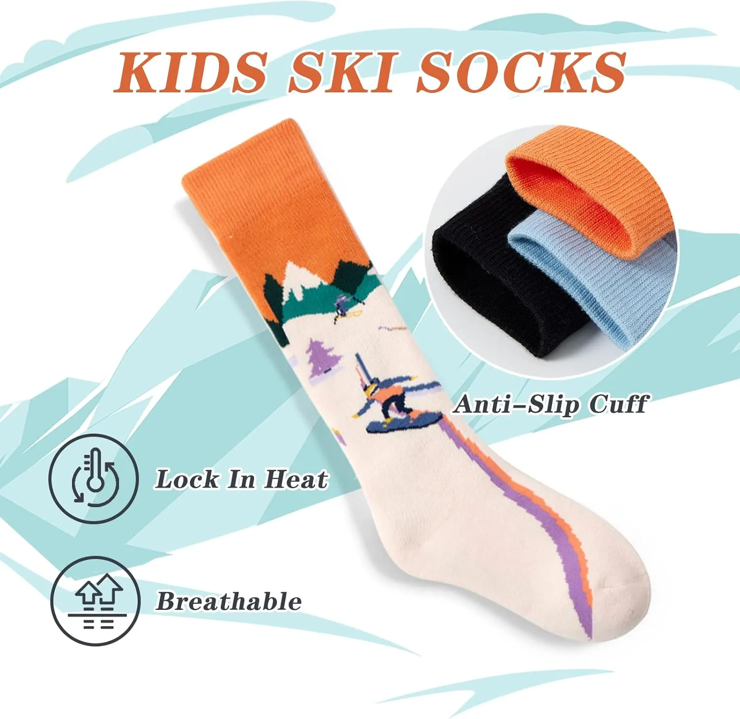 Ski Socks Kids Boys Winter Warm Snowboarding Socks for Boys Girls Thick Thermal Skating Socks 3 Pack