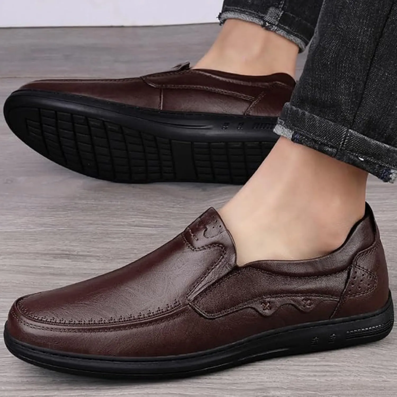 Slip On Classic Business Pointed Toe Shoes, Leather Men's Luxury Dress Shoes Elegant Wedding Prom Non Slip Oxford Fashion Comfortable Genuine Leather