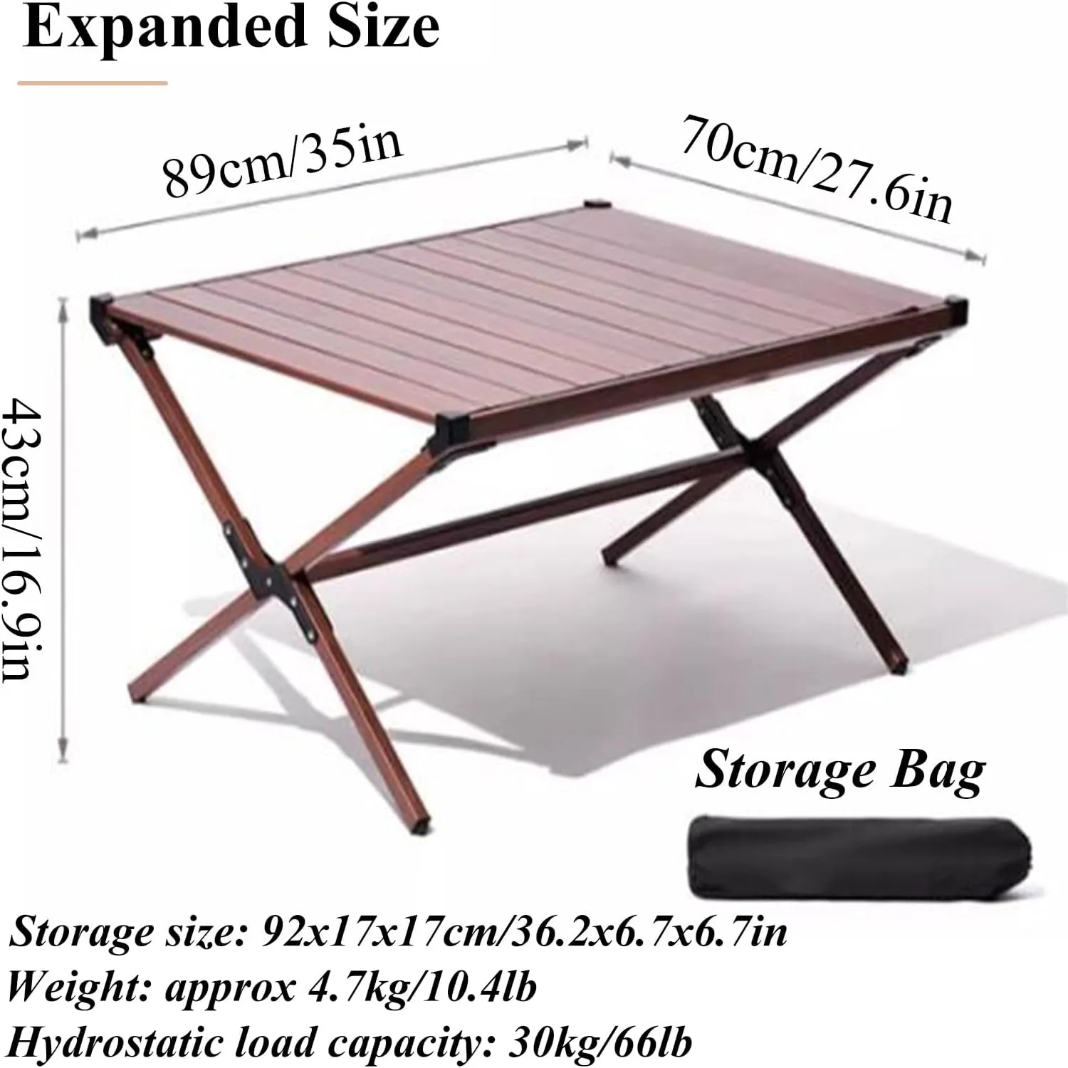 SOBOUR Folding Camping Table Portable Picnic Table Aluminum Alloy Camping Table Roll Up Table Top Lightweight for Outdoor Camping