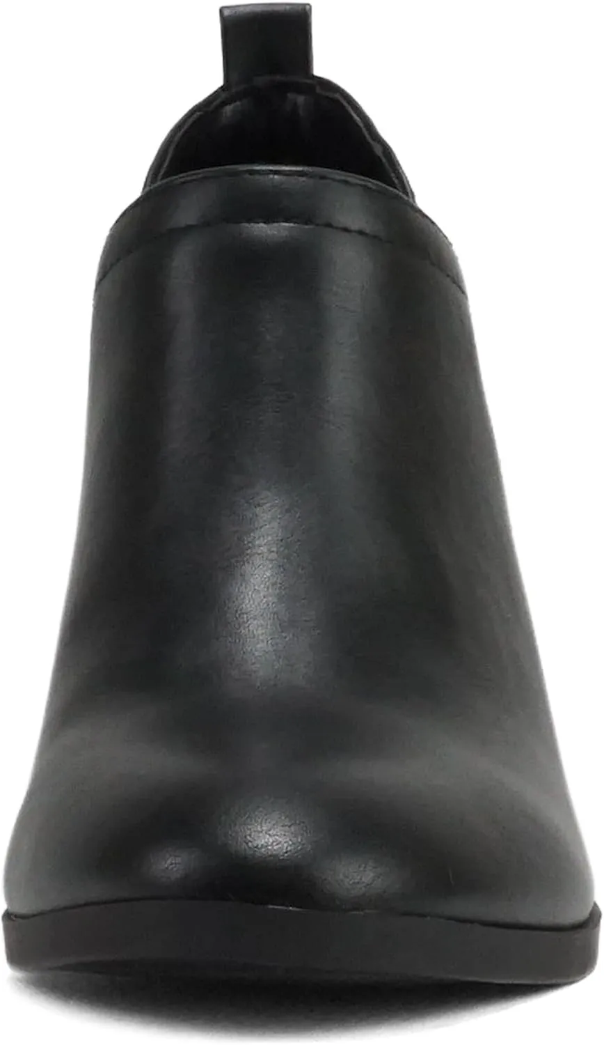 Soda “GAMEY” ~ Women Almond Toe V-Cut Slip-On Medium Stack Heel Ankle Bootie Shootie