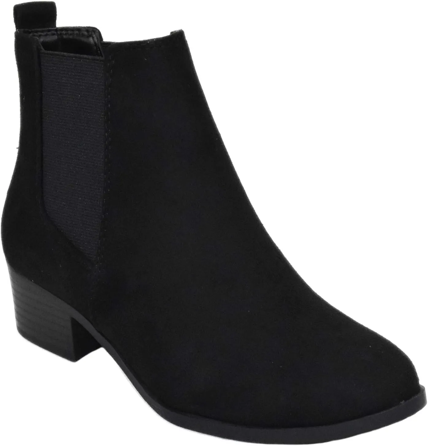 Soda Women Ankle Boots Elastic Sides Slip On Booties Block Heel Suede TEAPOT-S Black 7.5