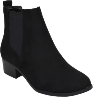 Soda Women Ankle Boots Elastic Sides Slip On Booties Block Heel Suede TEAPOT-S Black 7.5