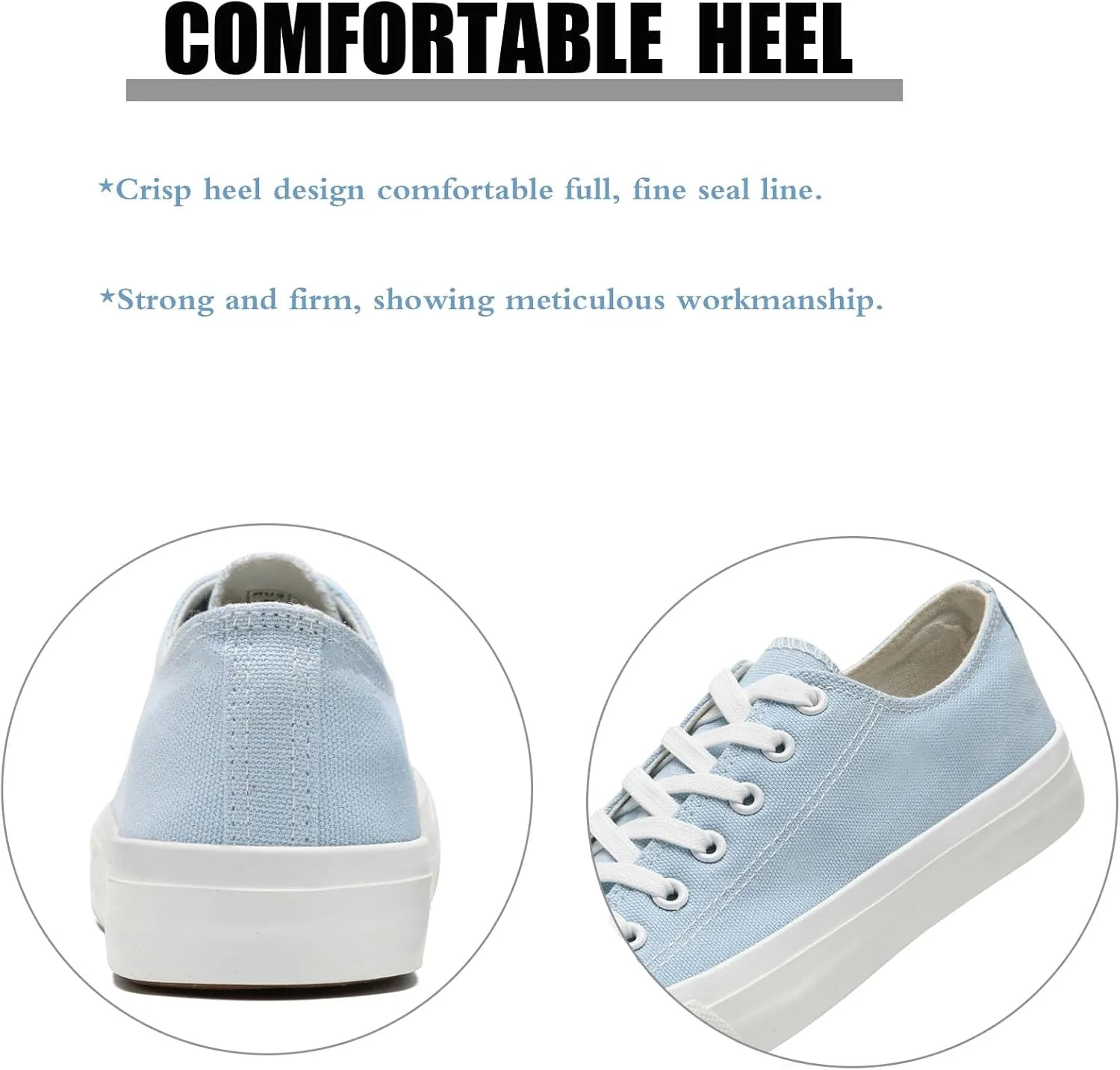Soofylia Women's Canvas Fashion Sneakers, Grey, Flat Heel, Lace-Up, Lightweight, Breathable, Casual, Summer, Skateboarding