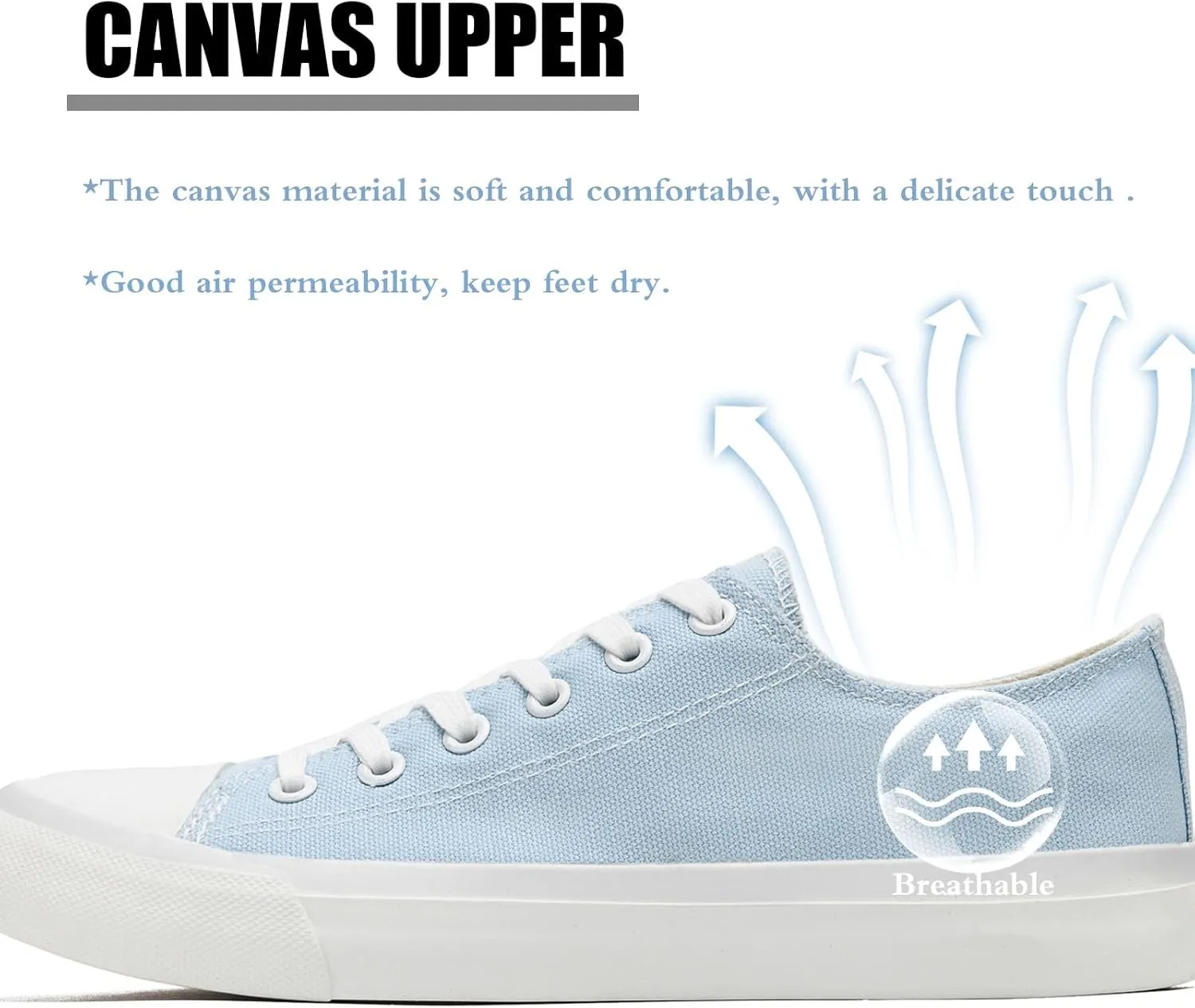 Soofylia Women's Canvas Fashion Sneakers, Grey, Flat Heel, Lace-Up, Lightweight, Breathable, Casual, Summer, Skateboarding