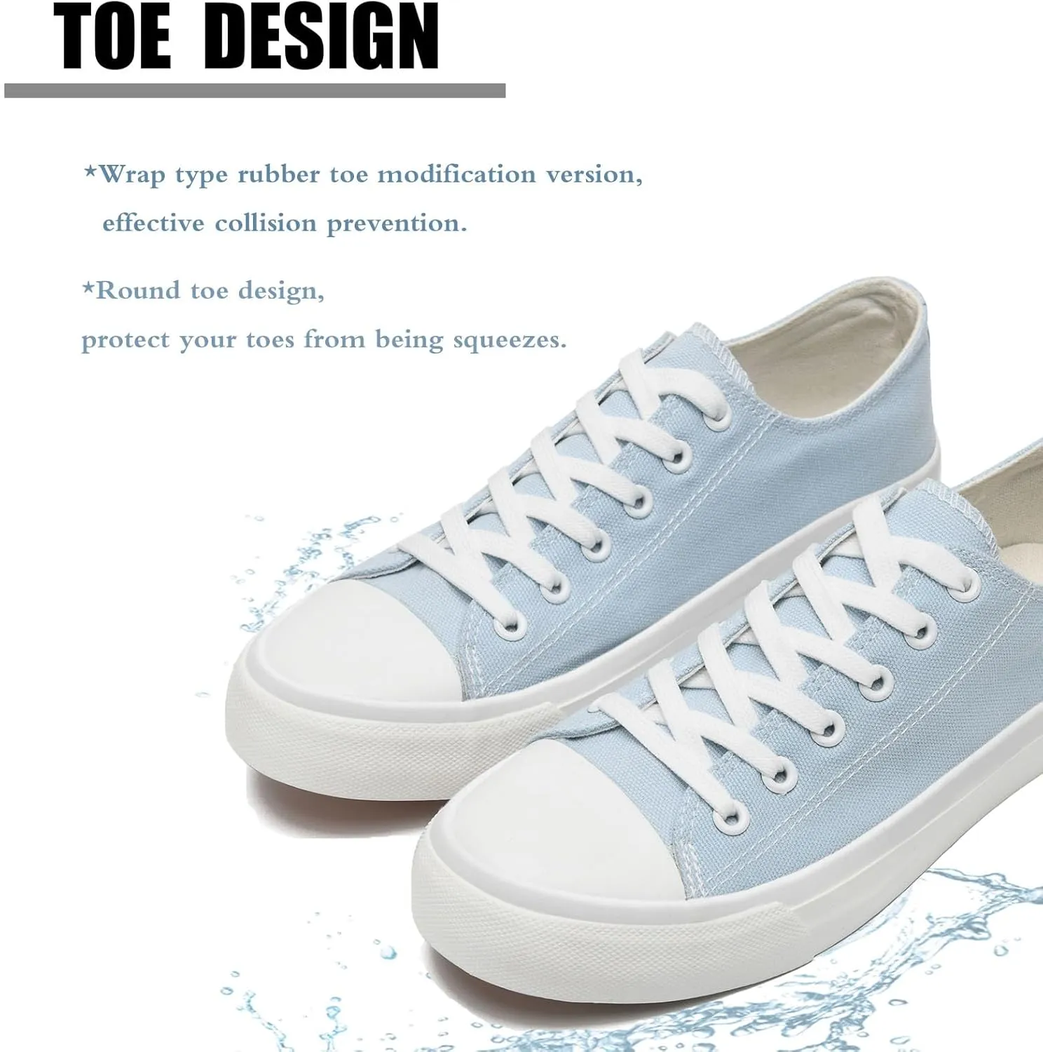 Soofylia Women's Canvas Fashion Sneakers, Grey, Flat Heel, Lace-Up, Lightweight, Breathable, Casual, Summer, Skateboarding